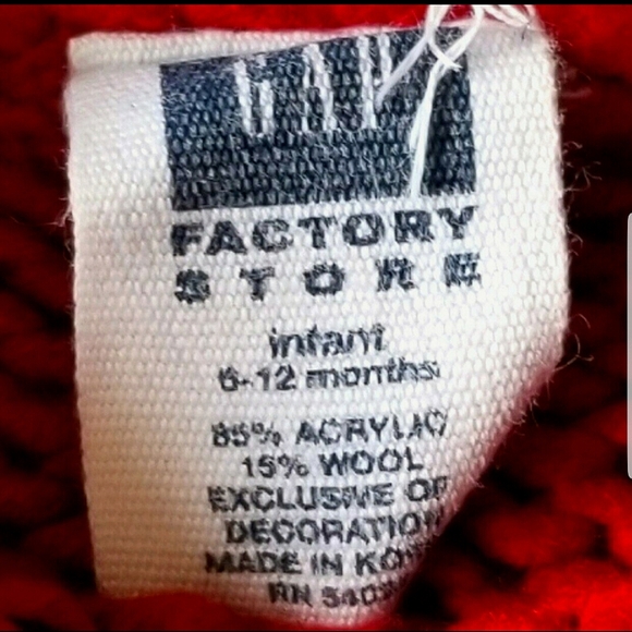 Gap Chunky Red Knit Retro Snowman Sweater- Acrylic/Wool Blend 6/12 Months - Picture 8 of 8